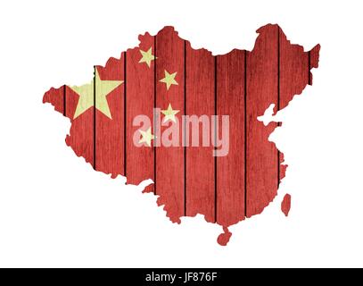 Karte mit hölzernen Flagge China Stock Vektor