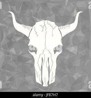 Schädel Stier Symbol auf grauem Hintergrund polygonale Stock Vektor