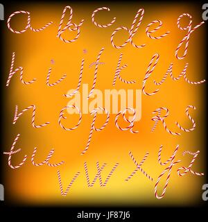 Sweet Candy Alphabet auf Orange weichen Hintergrund Stock Vektor