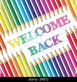 Zurück zu Schule Hintergrund mit Begrüßungstext zurück Stock Vektor