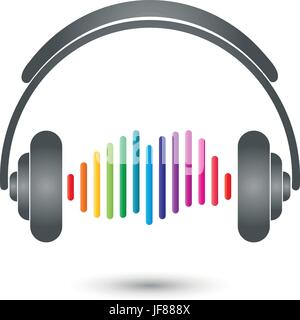 Equalizer, Kopfhörer, Musik-Logo, sound Stock Vektor