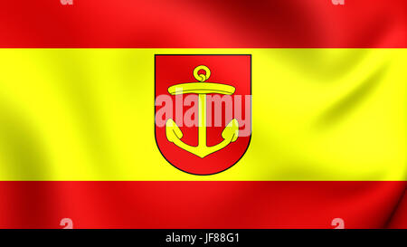 3D-Flagge von Ludwigshafen am Rhein, Deutschland. Stockfoto