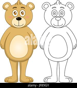 Niedliche braune Teddybär mit Lineart Stock Vektor