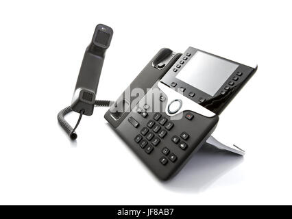 Moderne Business Office IP-Telefon auf weißem Hintergrund Stockfoto