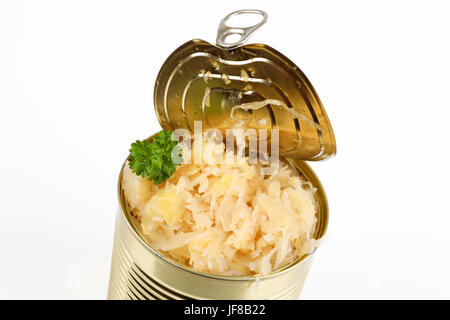 Sauerkraut in eine Blechdose Stockfoto