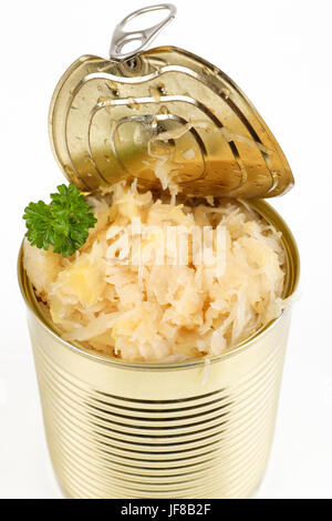 Sauerkraut in eine Blechdose Stockfoto