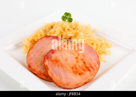 Kassler mit Sauerkraut chop Stockfoto