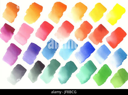 Farbpalette von Aquarellfarben Stockfoto