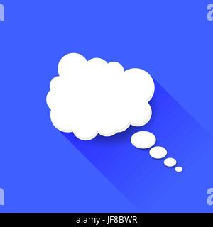 Weisse Sprechblase auf blauem Hintergrund isoliert. Lange Schatten Stock Vektor