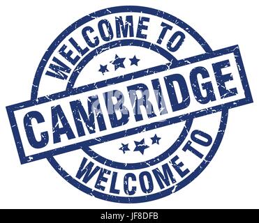 Willkommen Sie bei Cambridge blauen Stempel Stock Vektor