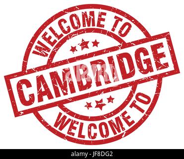 Willkommen Sie bei Cambridge rote Stempel Stock Vektor