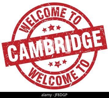 Willkommen Sie bei Cambridge rote Stempel Stock Vektor