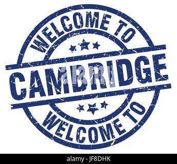 Willkommen Sie bei Cambridge blauen Stempel Stock Vektor