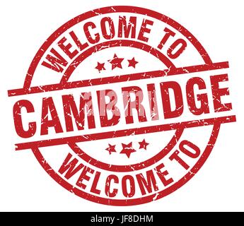 Willkommen Sie bei Cambridge rote Stempel Stock Vektor