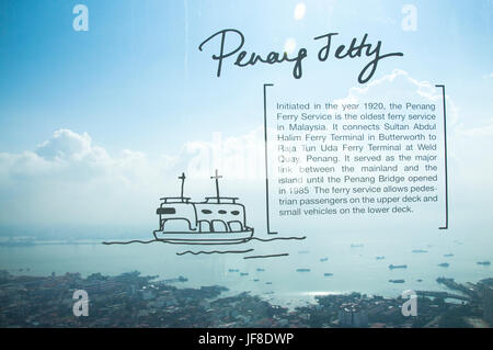 Penang Jetty Blick aus den oberen Komtar Penang Stockfoto