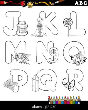 Cartoon-Alphabet für Malbuch Stock Vektor