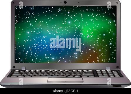 Foto-realistische Laptop-Bildschirm anzeigen isolierten auf weißen Hintergrund Stock Vektor