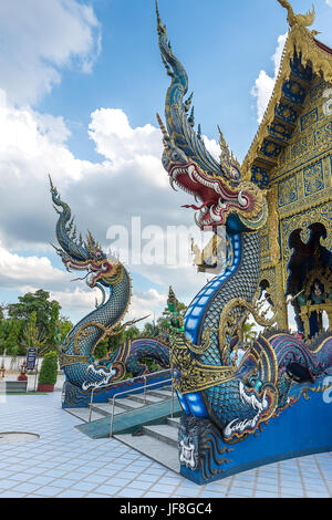 Wat Rong Suaten, originelle Architektur und Thai-Wandbild-Tempel in Chiang Rai Thailand Stockfoto