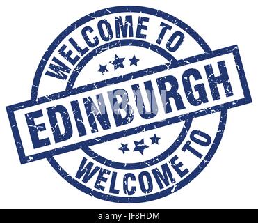 Herzlich Willkommen Sie in Edinburgh blauen Stempel Stock Vektor