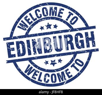 Herzlich Willkommen Sie in Edinburgh blauen Stempel Stock Vektor