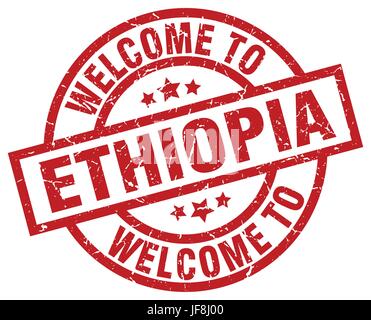 Willkommen Sie in Äthiopien roter Stempel Stock Vektor