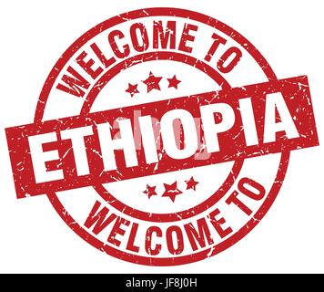 Willkommen Sie in Äthiopien roter Stempel Stock Vektor
