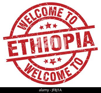 Willkommen Sie in Äthiopien roter Stempel Stock Vektor