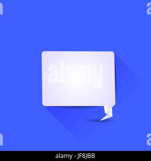 Sprechblase auf blauem Hintergrund isoliert. Lange Schatten Stock Vektor