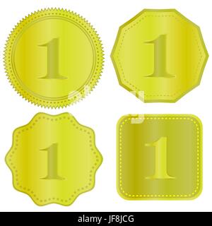 Goldmedaille-Icons, Isolated on White Background Stock Vektor