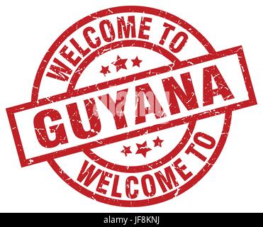 Herzlich Willkommen Sie in Guyana roter Stempel Stock Vektor