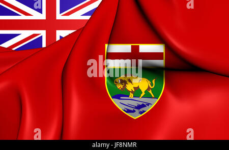 3D-Flagge Manitoba, Kanada. Stockfoto