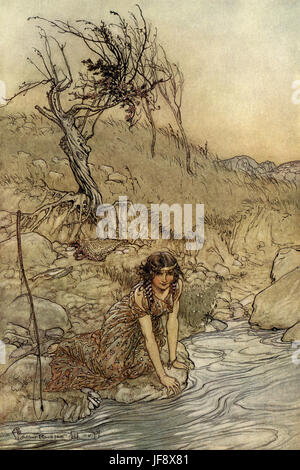 Ein Sommernachtstraum. Illustration von Arthur Rackham (1867-1939), Theaterstück von William Shakespeare. Hermia englischer Dichter und Dramatiker getauft 26. April 1564 – 23. April 1616. Stockfoto