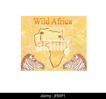 Zebra, hand gezeichnete Skizze Abbildung, Grunge Hintergrund Stock Vektor