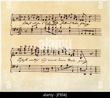 Eine Höhle Mond, Gedicht von Johann Wolfgang von Goethe, in Musik gesetzt von Franz Schubert, handgeschriebene Partitur Stockfoto