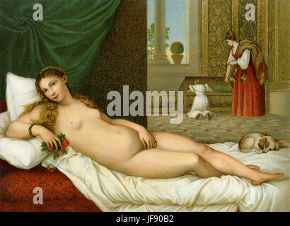 Die Venus von Urbino, Illustration nach Gemälde von Tizian (Tiziano Vecelli) Stockfoto