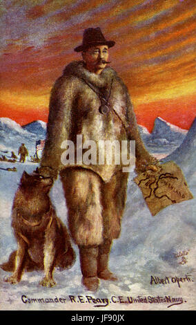 Kommandant Robert Peary (1856 – 1920), US-amerikanischer Arctic Explorer, Porträt gemalt in der Arktis von Albert Operti, offizielle Expedition Künstler Stockfoto