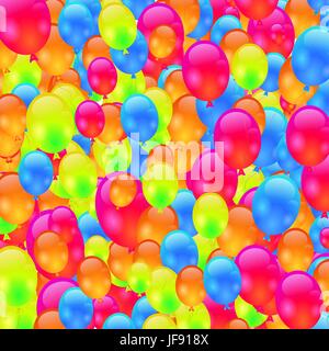 Reihe von bunten Luftballons. Bunte Luftballons Muster. Stock Vektor