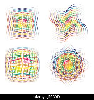 Reihe von abstrakten farbigen Symbolen, Isolated on White Background Stock Vektor