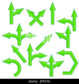 Reihe von grünen Pfeilen, Isolated on White Background Stock Vektor