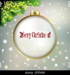 Zusammenfassung Hintergrund mit Weihnachtsschmuck und Tannenzweig Stock Vektor