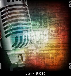 Abstract Grunge Hintergrund mit Retro-Mikrofon Stock Vektor