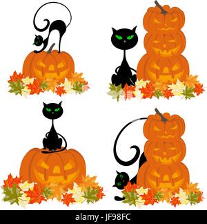 Satz von Halloween Grußkarten Stock Vektor