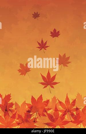 Herbstlaub in orange gradient Hintergrund Stock Vektor