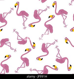 Nahtlose lustige Cartoon Flamingo Stock Vektor