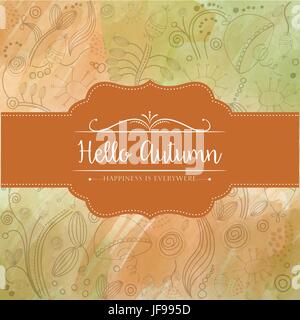 Hallo Herbst Aquarell Hintergrund Stock Vektor