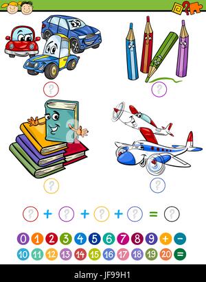 Cartoon-Mathe-Aufgabe für Kinder Stock Vektor