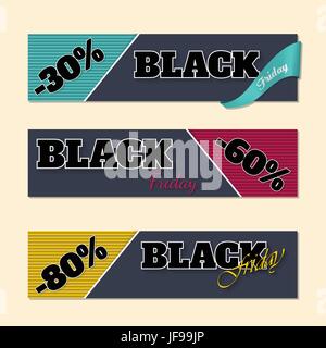 Schwarzer Freitag-Etiketten mit Rabatten Stock Vektor