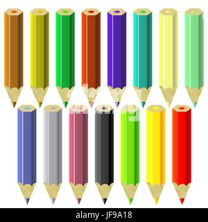 Satz von bunte Bleistifte, Isolated on White Background Stock Vektor
