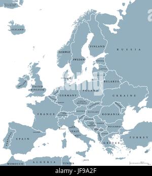 Politische Landkarte Europas Ländern Stock Vektor