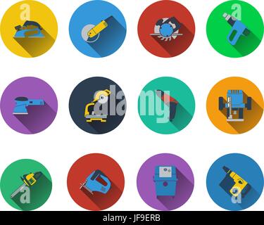 Reihe von Elektroarbeiten Werkzeuge icons Stock Vektor